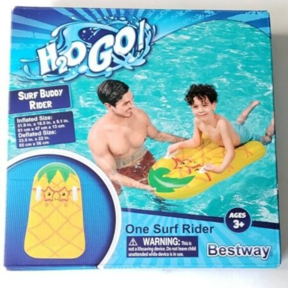 Bestway H2O Go Pineapple Inflatable Surf Buddy Rider Float Ages 3+ New 31"x18" - Picture 1 of 3